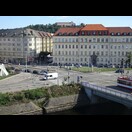 Blick aus dem Frühstückssaal unseres Hotels auf die Festung Špilberk